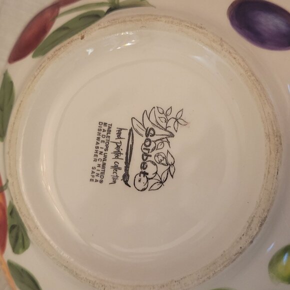 Tabletops Unlimited Sorbet Tropical Fruit Bowl Hand-Painted Ceramic With Cherry - Picture 6 of 6